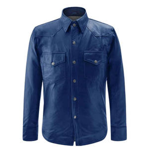 À la mode 2025 meilleure qualité à manches longues hommes chemise en cuir concevoir votre propre chemise en cuir léger pour hommes - Product Image 3