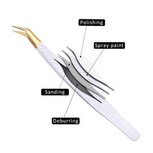 Pinzas de extensión de pestañas de acero inoxidable personalizables al por mayor, aplicador de etiqueta privada puntiagudo para Volumen de cejas - Product Image 4