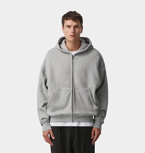 Haute qualité fabricant goutte épaule luxe poids lourd français éponge surdimensionné 400 450 500gsm fermeture éclair hommes recadrée Boxy à capuche - Product Image 2