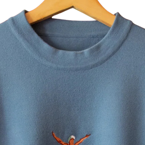 Camiseta de buceo larga y holgada de punto, con hilo de textura suave, diseño de bloques de color, gráfico de buceador bordado, premium, casual, de verano - Product Image 3