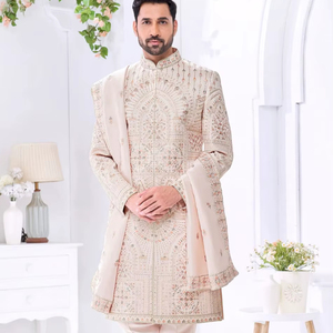 Sherwani sur mesure pour homme, costume pour mariage, couleur unique, prix bas, style occidental, tenue de marié - Product Image 1
