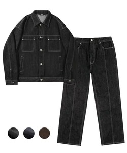 Chaqueta vaquera Jeans Settracksuit de dos piezas Otoño Slim Fit Conjuntos a juego Casual Streetwear Trajes Lavado con ácido - Product Image 5