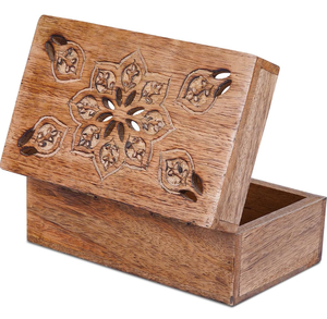 Tapa de caja de madera de mango quemado decorativa grande hecha a mano para almacenamiento de monedas de joyería-Artesanías de madera Cajas de madera Fabricante de letreros de pared - Product Image 1