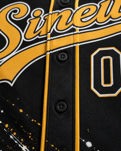 Sinewy Men's Baseball Jersey Custom Name <b>Number</b> Black <b>Gold</b> Sublimated Breathable Short Sleeve Regular Fit All Seasons - Product Image 4