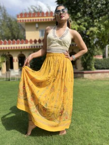 Falda Étnica de Estilo Indio Vintage, Vibrante, Clásica, Tradicional, Ideal para Fiestas, Cómoda, para Mujer, al por Mayor - Product Image 4