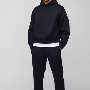 Custom-Made Men's Two Piece <b>Hooded</b> Pullover Sweatshirt Sweatpant Set Custom Logo 100% Cotton Fleece Casual Street Wear Tracksuit - Product Image 1