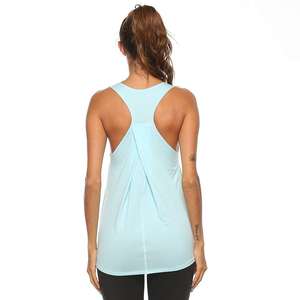 Entrenamiento sin mangas Tops acanalados Sublimación de alta calidad Camiseta sin mangas de poliéster Color Racer Scrunch Back Mujeres Lady Tank Top - Product Image 2