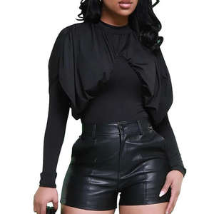 New <b>Hot</b> Selling Wholesale Women's <b>High</b> <b>Waist</b> Casual Skinny Breathable PU Leather Stretch Shorts with Zipper Fly - Product Image 2