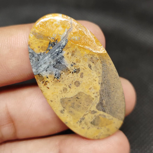 Piedra preciosa natural de jaspe Maligano, piedra curativa estampada única blanca y amarilla para la fabricación de joyas, tamaños mixtos - Product Image 1