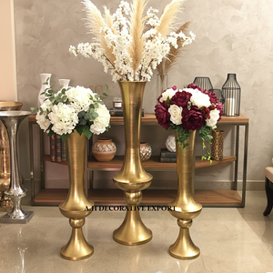 Centro de Mesa para Bodas, Jarrones Trompeta de Aluminio Cromado Hechos a Mano, Pulidos, Altos y Acampanados, Estilo Clásico Americano, para Hotel - Product Image 5