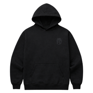 <b>Mens</b> Jet Black Oversized <b>Hoodie</b> Pullover 50% Cotton 50% Polyester Drop Shoulder Streetwear Relaxed Fit Winter Sweatshirt - Product Image 3