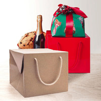 10 sacs en papier kraft Avana pour panettone avec cordon de serrage et sans poignée 25+25x25cm