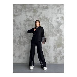 Tuta da donna con collo a coste con cerniera e orlo con cerniera e maglia elegante completo maglione - Product Image 6