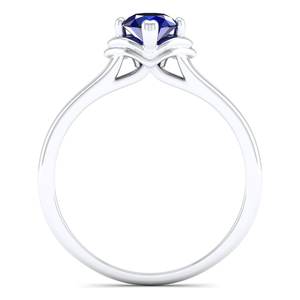 Anillo de Compromiso Exclusivo REYES de Plata de Ley 925 con Moissanita, Alta Calidad, Corte Redondo, 0.5 Quilates, Gema de Zafiro Azul - Product Image 4