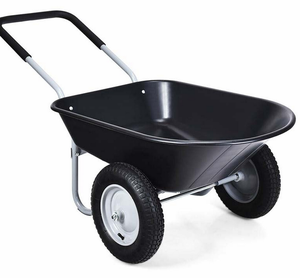 Brouette industrielle de jardinage avec plateau métallique 100L, robuste, 2 roues, durable, à usage manuel - Product Image 3