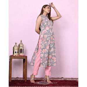 Kurta Informal Gris Estampada con Lentejuelas para Mujer, Tallas Grandes XS a 5XL, Logotipo Personalizado, Ropa Lavable para el Día a Día - Product Image 6