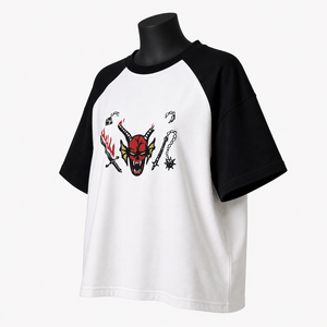 Camiseta de Algodón Oversize para Mujer, Manga Raglán, Cuello Redondo, Manga Corta, Estampada, Corte Holgado, para Todas las Temporadas - Product Image 3