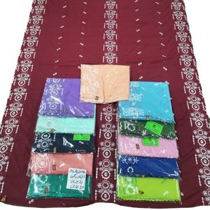 Châle hijab en mousseline de polyester à motifs floraux avec embellissements en strass, écharpe d'été respirante pour femme, style africain sénégalais - Product Image 1