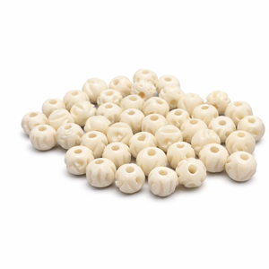 Perles en os blanc sculptées à la main, naturelles, durables, artisanales, fournitures pour la fabrication de bijoux, vente en gros, rondes/plates rondes polies - Product Image 1