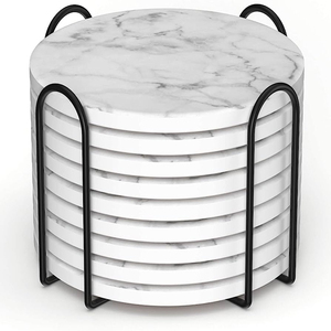 Posavasos de mármol marrón claro para habitación de hotel, posavasos de colección para restaurante y oficina, hecho en oferta - Product Image 2