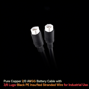 Cable de Batería de Cobre Puro 2/0 AWG con Terminales de 3/8 - Cable Trenzado Aislado con PE Negro para Uso Industrial - Product Image 3