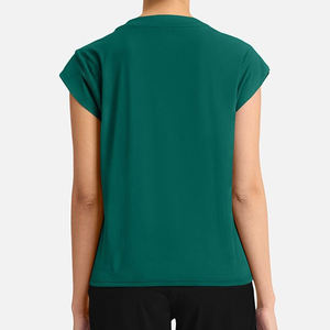 De manga corta elástico de secado rápido Spandex enfermería Scrubs mujer Tuck-In pecho bolsillo cuello redondo Scrub Top verde - Product Image 5