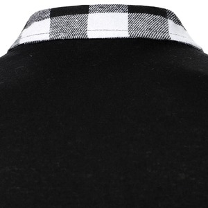 Top informal de manga larga a cuadros para hombre, camiseta de polo con patrón sólido, tela de lona para el trabajo y la ropa - Product Image 1