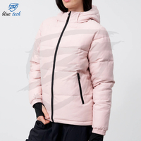 Veste matelassée personnalisée pour femme, hiver, fermeture éclair, imprimée, tricotée, 100% polyester, légère, imperméable, grande taille, rembourrée de coton, à capuche