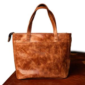Bolso de mano de piel auténtica de vaca marrón vintage elegante al por mayor, bolso de hombro con logotipo personalizado para mujer, bolso de mano de gran capacidad OEM - Product Image 6