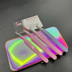 Extensión de pestañas de fibra profesional de alta calidad, pinzas rosas para bebés, 90 grados, acero inoxidable japonés puntiagudo - Product Image 3