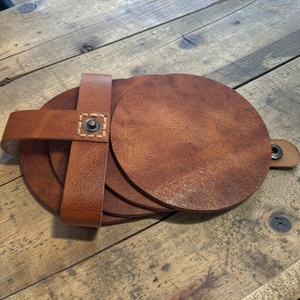 Leather Coasters-Drink Coasters-With Holder-Durable Table-Protectors Non-Slip Coaster-Set For Home And Office - Product Image 6