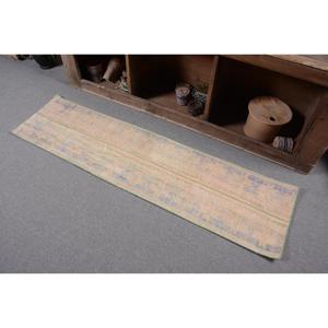 Alfombra Turca, Alfombra Vintage de 1.5x5.8 pies, Alfombra de Lana con Diseño de Plantas y Árboles Azules - Product Image 3