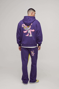 Chándales Casuales de Invierno para Hombre, Personalizados, Extra Grandes, con Capucha y Cordón, Estampado de Osito Malvado, Apliques, Transpirables, 100% Algodón - Product Image 5