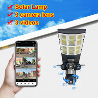 Lámpara Solar Todo en Uno OMSEN con Cámara CCTV de 3 Lentes, WiFi, Tarjeta SIM 4G, V380pro para Jardín