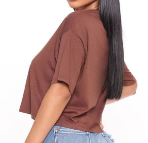 Top Corto de Mujer de la Mejor Calidad, Camisetas sin Mangas Transpirables de Punto 100% Algodón, Manga Corta, Precio Bajo al por Mayor 2026 - Product Image 3