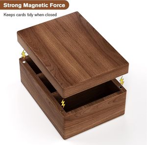 Business Card Holder 2.2 X 3.5 Inch Index Card Organizer <b>Wooden</b> <b>Desktop</b> Business Card Organizer 3 Divider Boards for 300 Index - Product Image 4