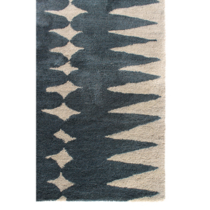 Alfombra Rectangular de Lana Hecha a Mano Modo Blue con Patrón Geométrico, 9x12, para Sala de Estar, Entrada o Dormitorio - Product Image 4