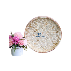 Plateau de vadrouille en rotin fait à la main le plus vendu thé de l'après-midi servant des plateaux d'incrustation de nacres - Product Image 4