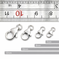 Chakralume Anneau de jonction en argent sterling 925 avec fermoir de sécurité en forme de poisson 8mm/10mm/12mm, connecteur de bijoux plaqué argent 925, accessoires DIY pour