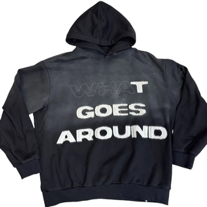 เสื้อฮู้ดดี้ผู้ชายทรงโอเวอร์ไซส์ ผ้าคอตตอนฟลีซ ปักลายแบบแอพพลิเค ไม่มีกระเป๋า ปักลายแบบแพทช์ ล้างสีแบบแอซิดวอช - Product Image 2