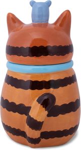 Barattolo di ceramica biscotto e barattolo di caramelle con coperchio sigillato barattolo da cucina contenitore per Snack per animali domestici contenitore decorativo per gatto a strisce di tigre arancione - Product Image 6
