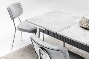 Ensemble de meubles de salle à manger moderne et élégant en acier inoxydable et velours, 1 table et 6 chaises, ajout élégant à la cuisine ou à la villa - Product Image 3