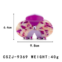 Pince à cheveux YIYI 9,8 cm en acétate et strass, dégradé violet-rose, logo personnalisable, style doux, rétro, hawaïen, pour chignon