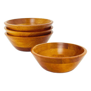 Acacia Wood Serving Bowl Set of 4 <b>Food</b> Grade Custom Design Round Wooden Bowl Manufacturer <b>for</b> Hotels and Restaurant Supply Bowls - Product Image 1