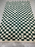 Alfombra de diseño moderno marroquí hecha a mano, alfombra de lana de tablero de ajedrez personalizada, patrón geométrico verde para decoración del hogar, sala de estar