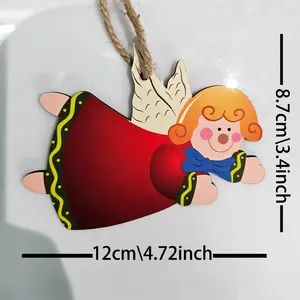 Merry Christmas 3 Angel Sisters Wooden Picture Pendant Hemp Rope Fairy PendantThree Models In 1 Piece