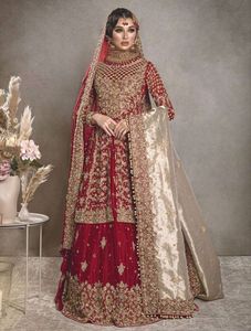 NEW EMBROIDERY WORK on <b>BRIDAL</b> <b>JACKET</b>,LEHENGA WITH HEAVY DUPATTA DRESS Embellished WITH CRYSTAL GLASS BEADS,STONE,DABKA Work@2024 - Product Image 2