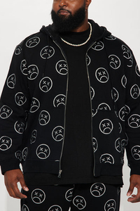 Sweat à capuche respirant en coton épais avec diamants de qualité supérieure Sweat à capuche zippé en coton surdimensionné de grande taille - Product Image 5