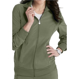 Blouse de travail pour femme, couleur turquoise, fermeture éclair intégrale, en coton et polyester tricoté, uniforme d'hôpital - Product Image 5