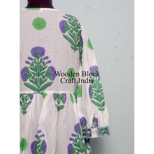 Robe midi florale d'été en coton 100% fabriquée à la main, écologique, imprimée numériquement, avec un design de fermeture à cordon, idéale pour les journées ensoleillées - Product Image 6